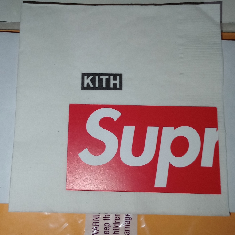 Supreme Red Box Logo Sticker + Kith Box logo napkin Authentic Fast Shipping ✅